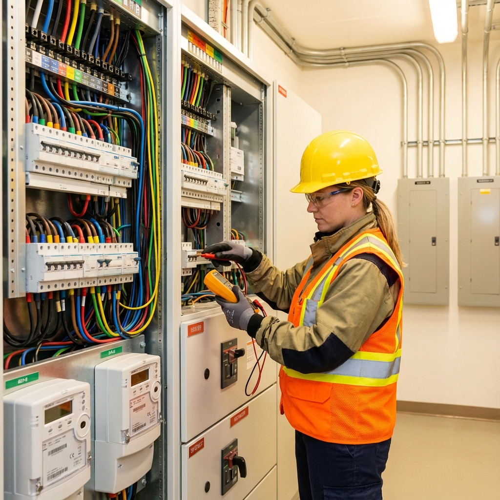 Utility installer working on connection